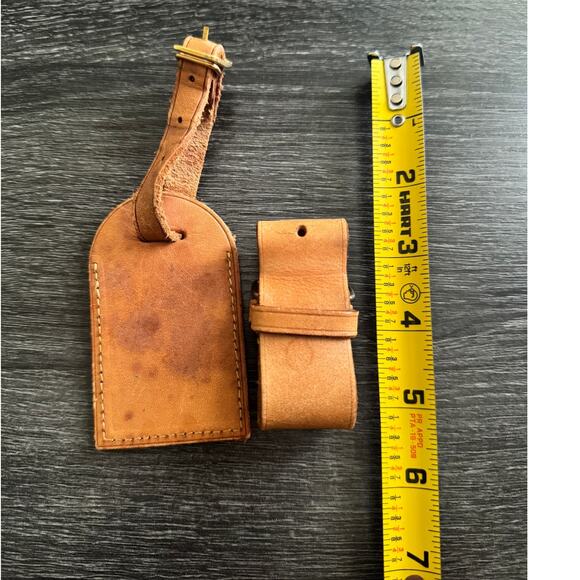 Authentic Louis Vuitton Vachetta Leather Name Luggage Tag And Poignet Set SN928 - Picture 4 of 5